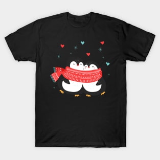 Cute Penguin Couple Christmas Winter Love T-Shirt